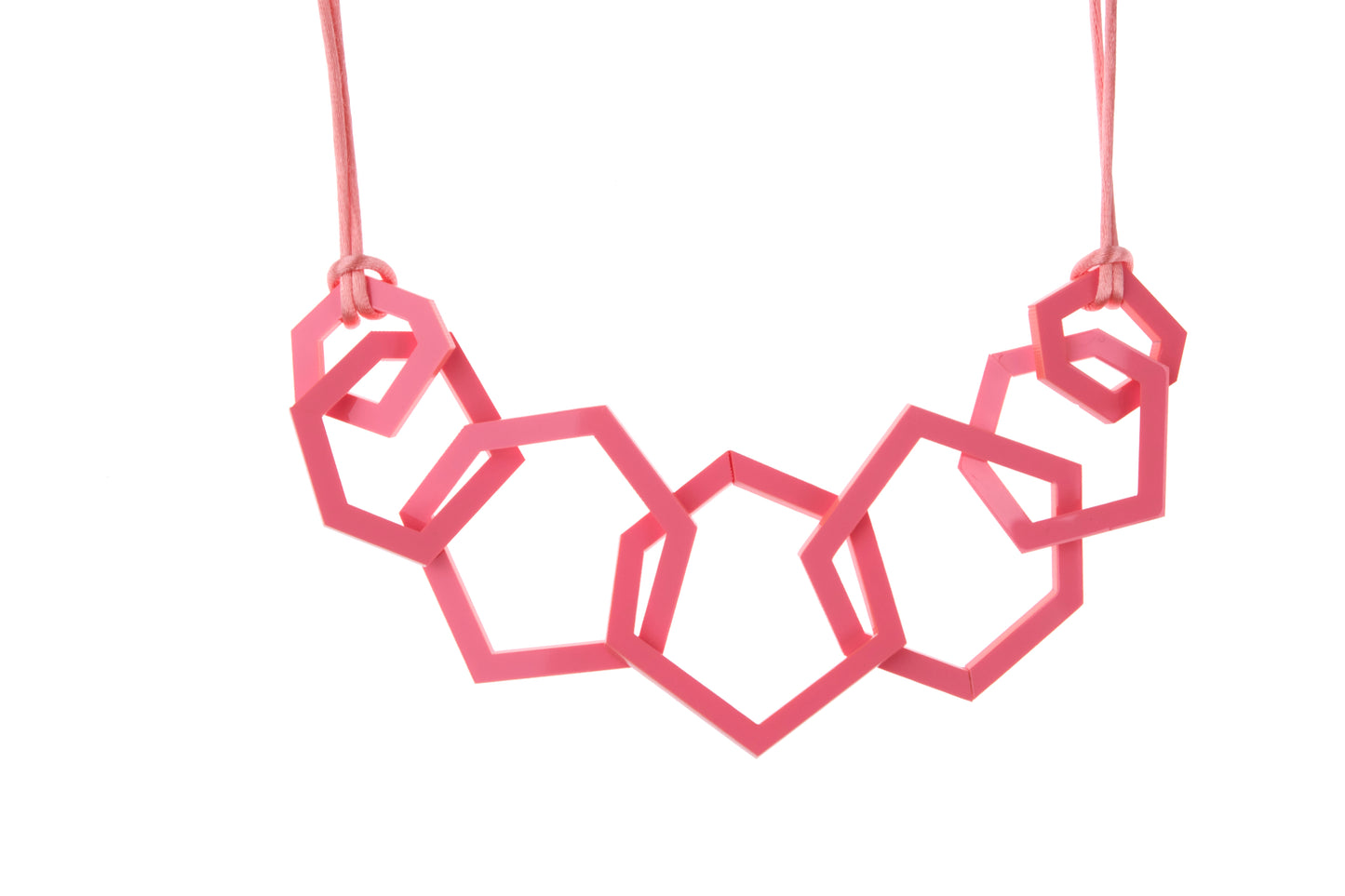 Coral Pink Geometric Acrylic Link Necklace