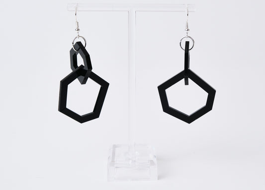 Black Geometric Acrylic Drop Earrings
