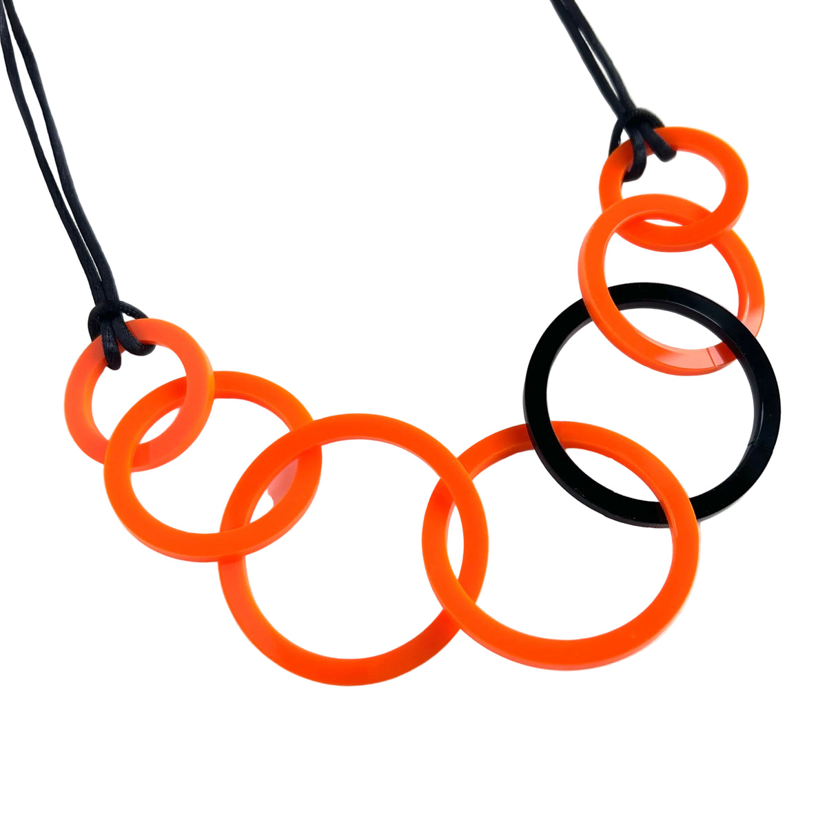 Orange Acrylic Circle Necklace.