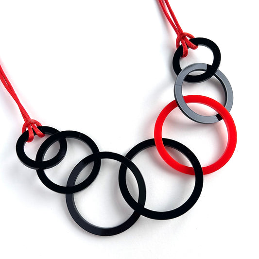 Orange Acrylic Circle Necklace.