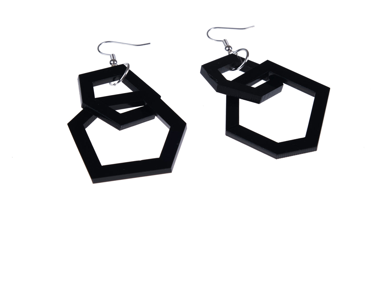 Black Geometric Acrylic Drop Earrings