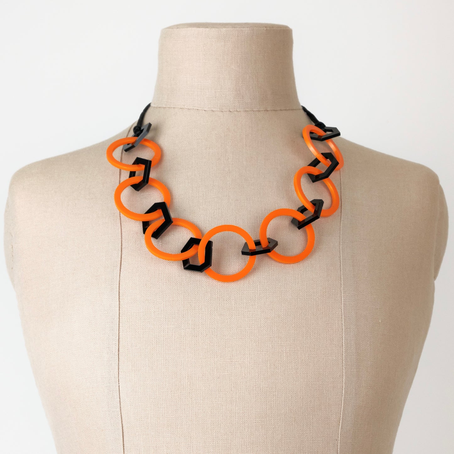 Orange and Black Geometric Acrylic Chain Necklace. (Copy)
