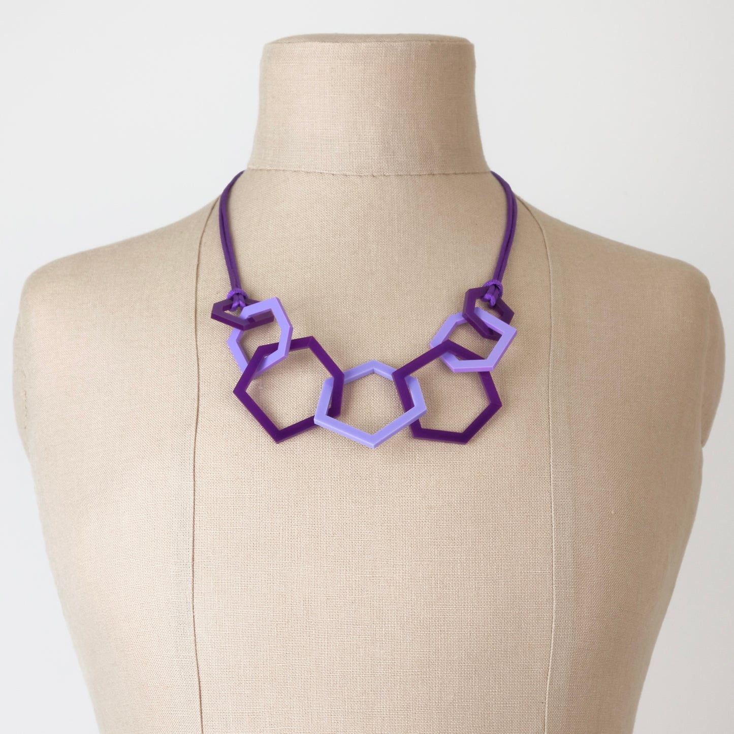Purple and Lilac Hexagon Acrylic Necklace. (Copy) (Copy)