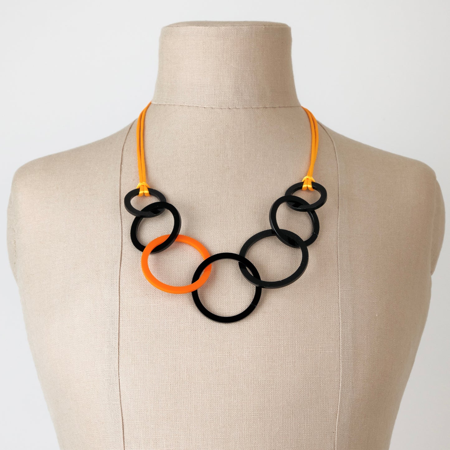 Black and Orange Acrylic Circle Necklace (Copy) (Copy)