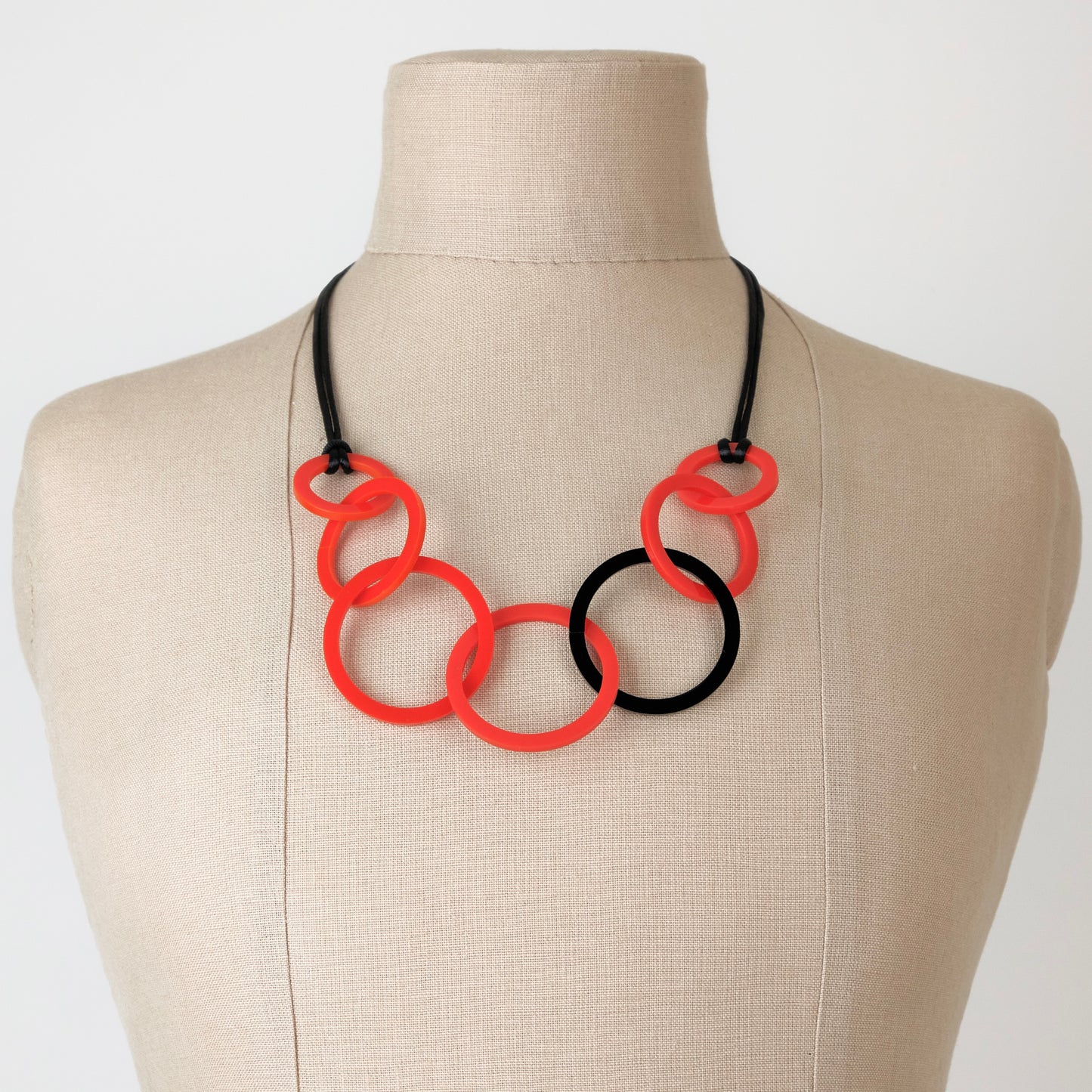 Red and Black Acrylic Circle Necklace. (Copy) (Copy)