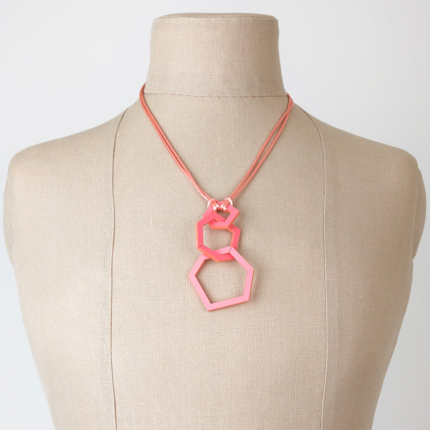 Coral Pink Acrylic Hexagon Pendant Necklace (Copy) (Copy) (Copy)