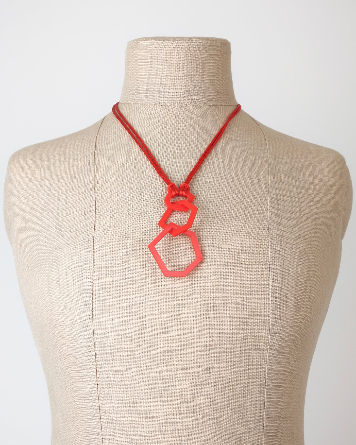Red Acrylic Hexagon Pendant Necklace (Copy) (Copy)