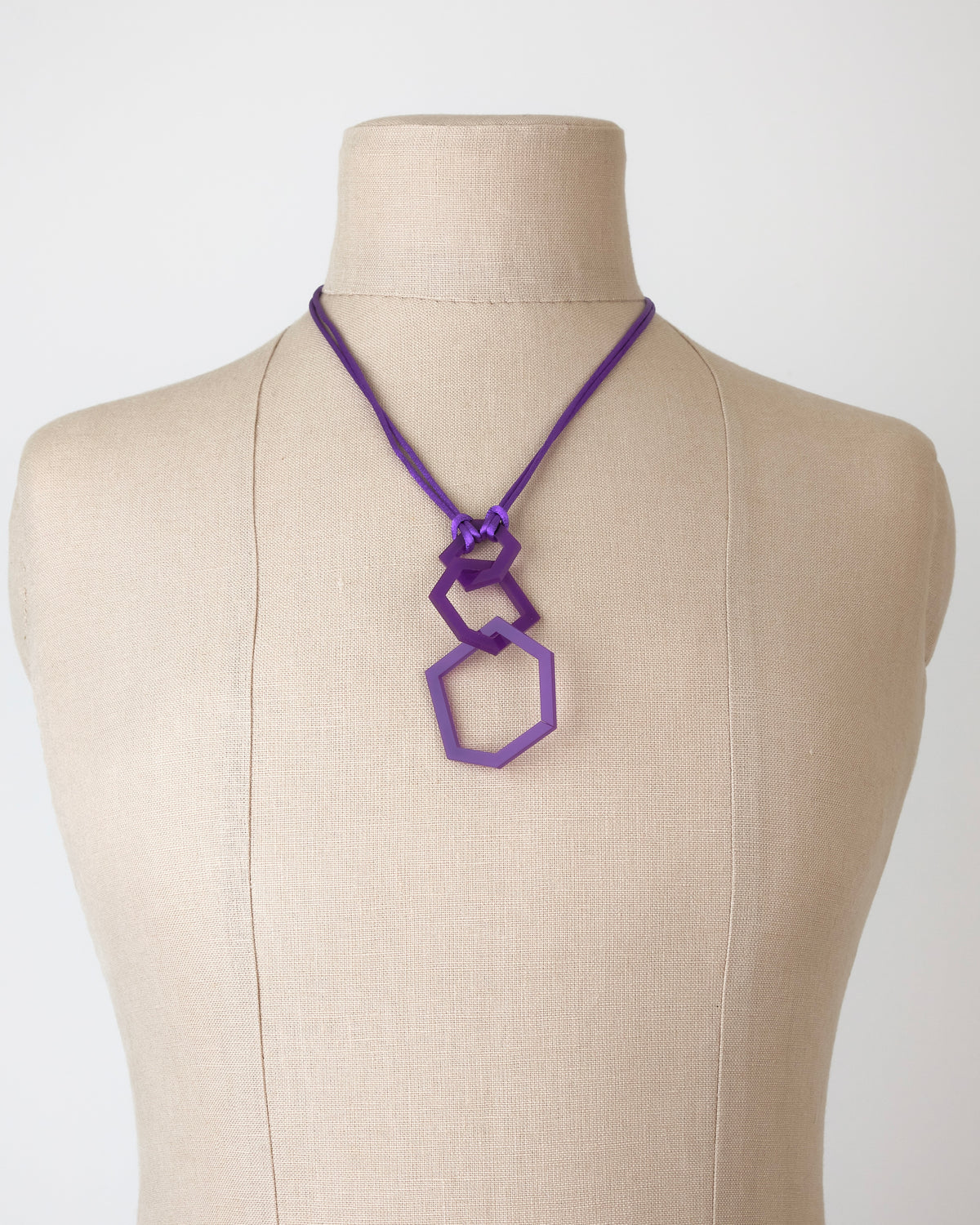 Purple Acrylic Hexagon Pendant Necklace