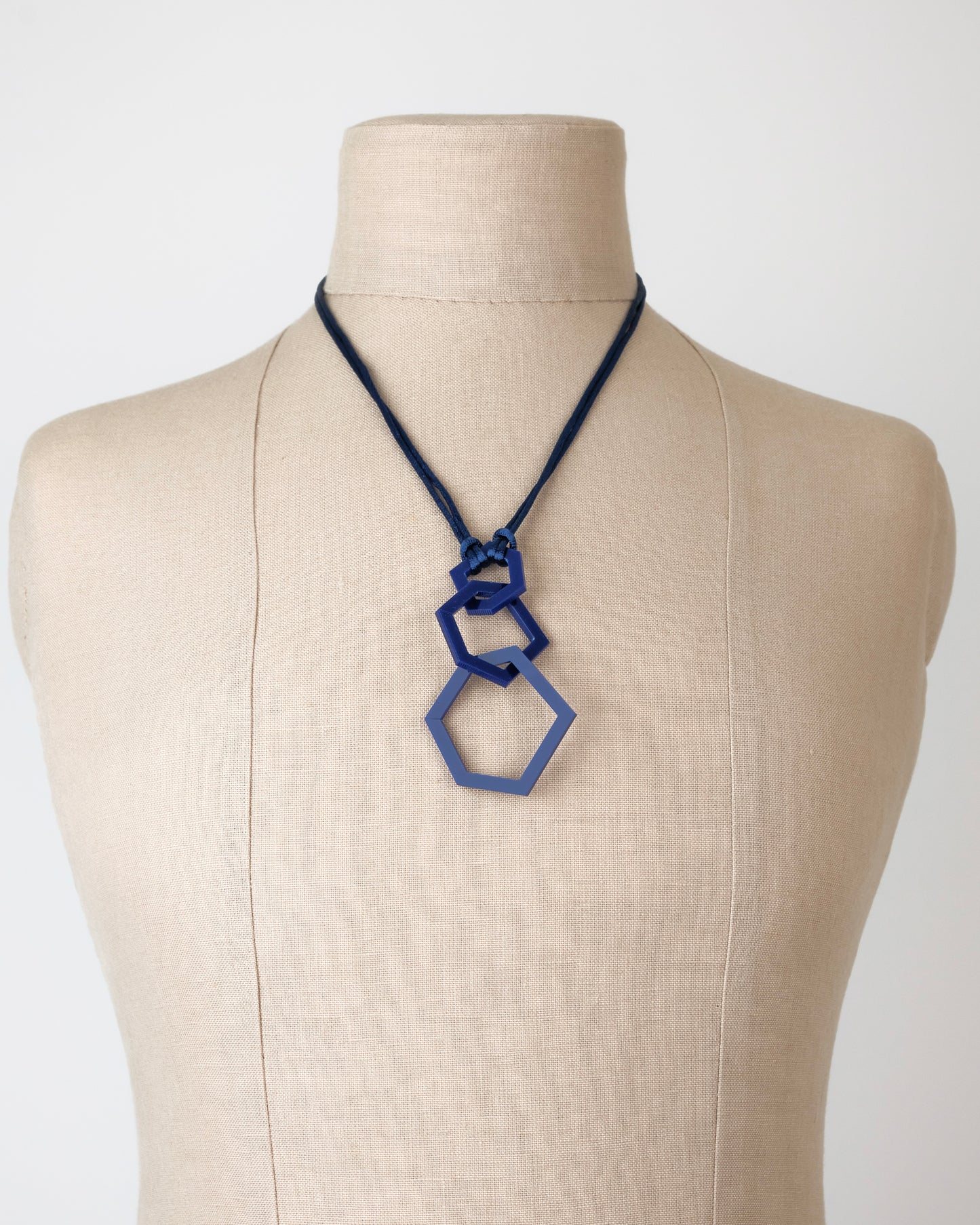 Navy Blue Acrylic Hexagon Pendant Necklace (Copy) (Copy)