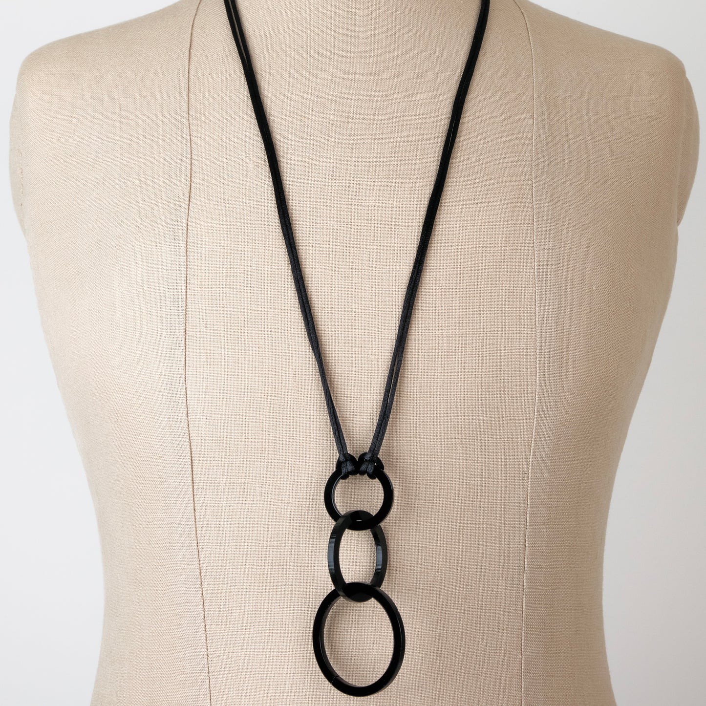 Black Circle Acrylic Pendant Necklace.