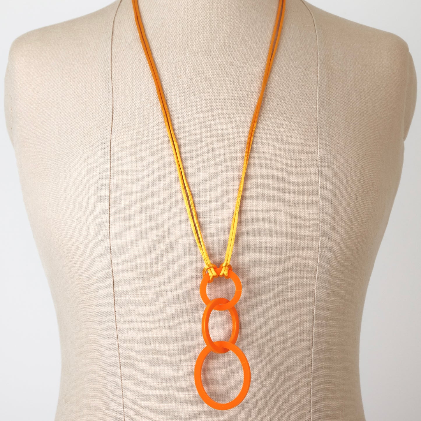 Orange Circle Acrylic Pendant Necklace.