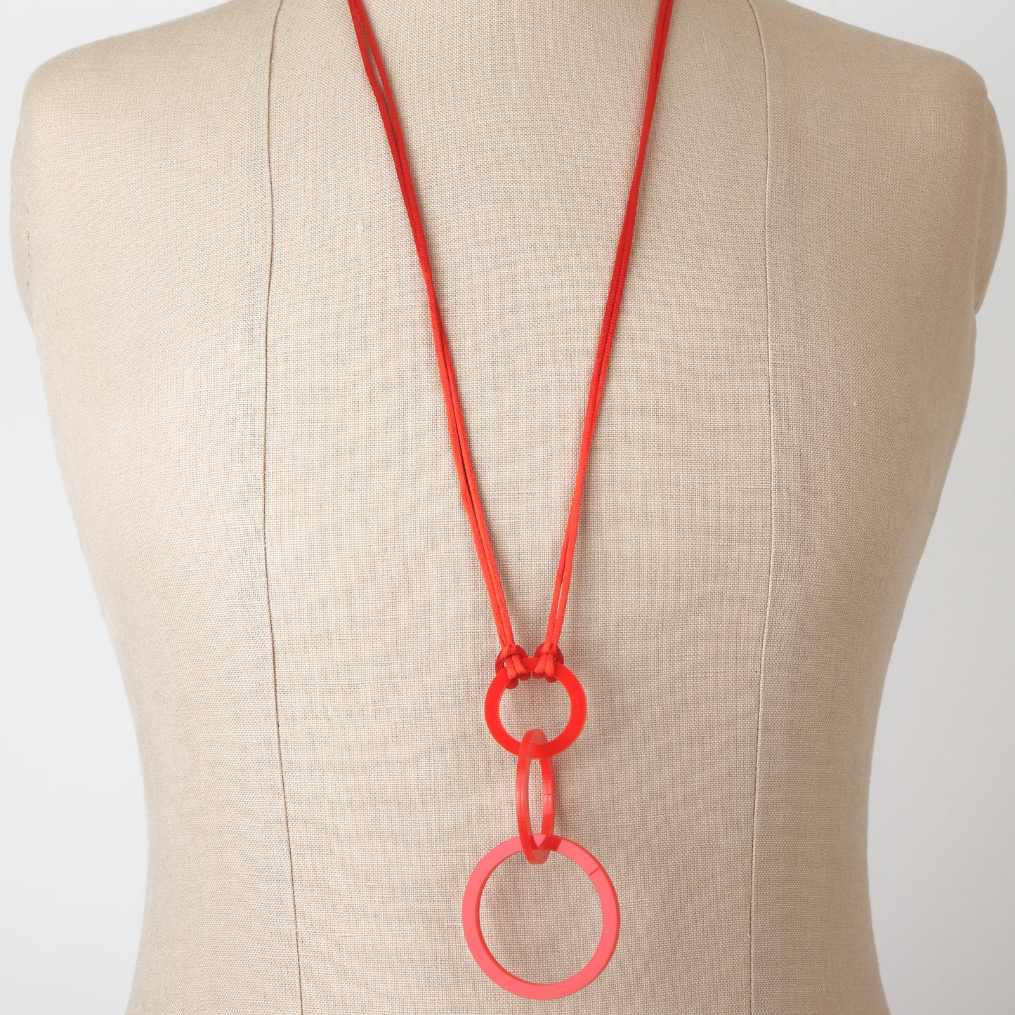 Red Circle Acrylic Pendant Necklace.