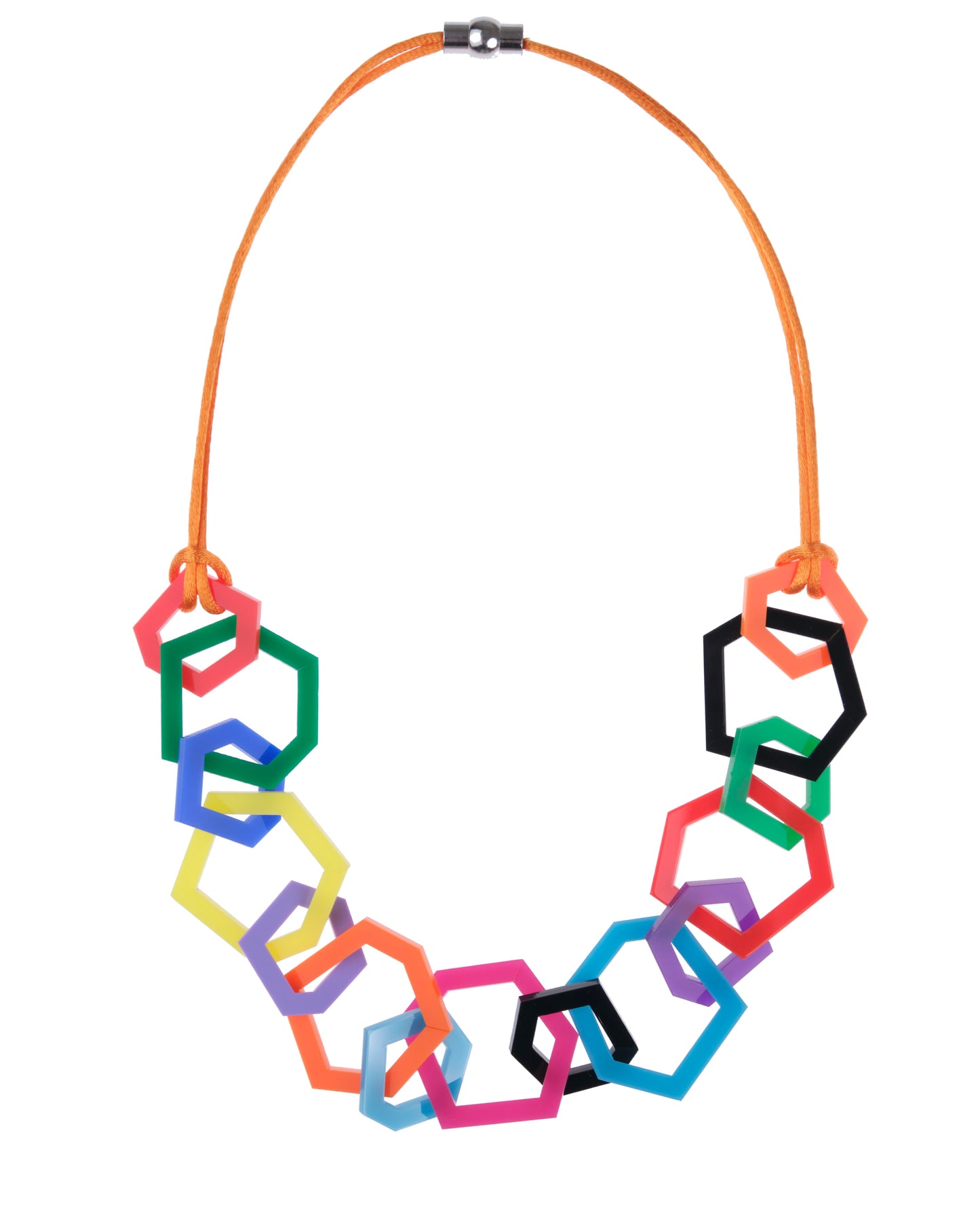 Rainbow Geometric Acrylic Chain Necklace.