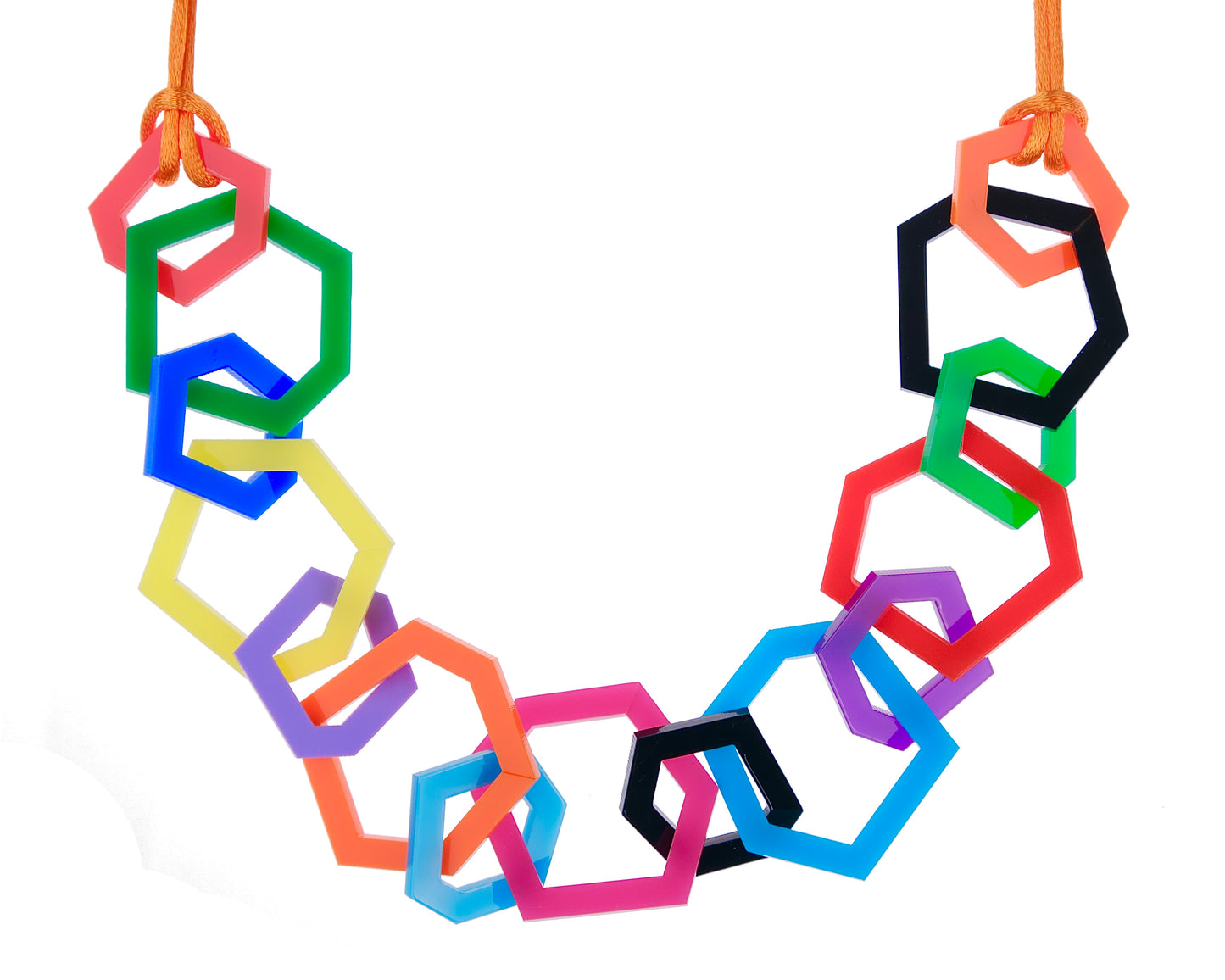 Rainbow Geometric Acrylic Chain Necklace.