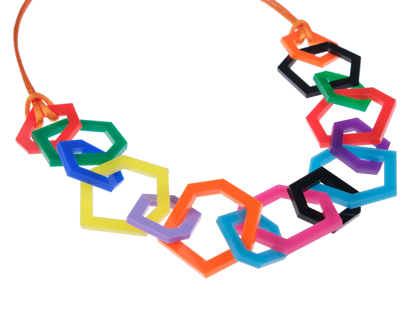 Rainbow Geometric Acrylic Chain Necklace.
