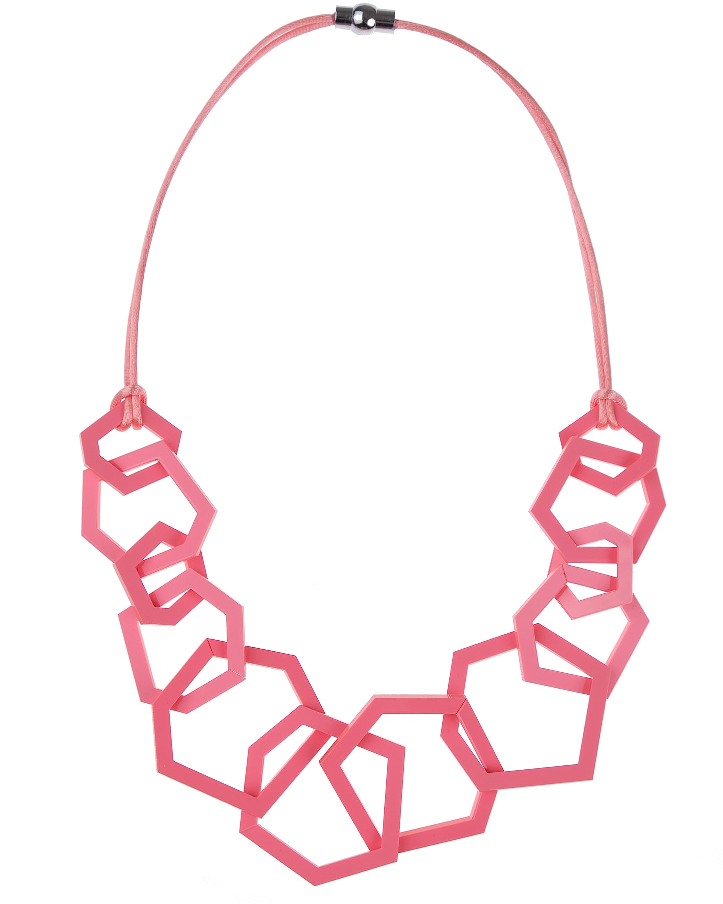 Coral Pink Geometric Statement Acrylic Necklace