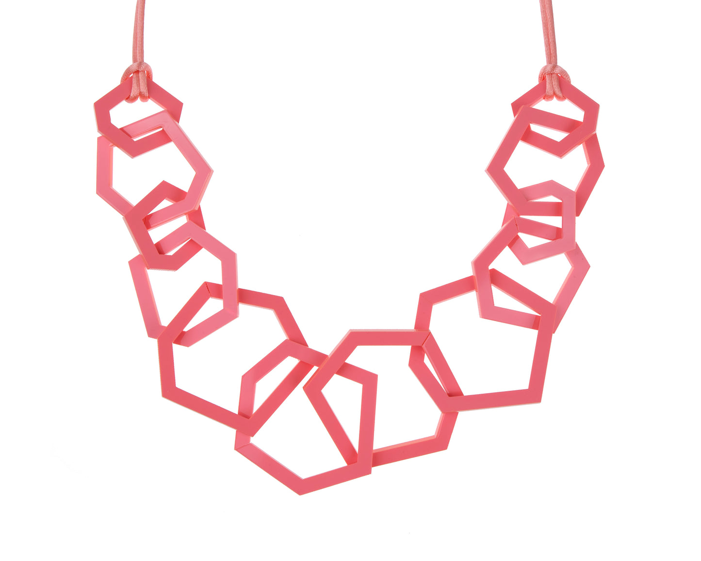 Coral Pink Geometric Statement Acrylic Necklace