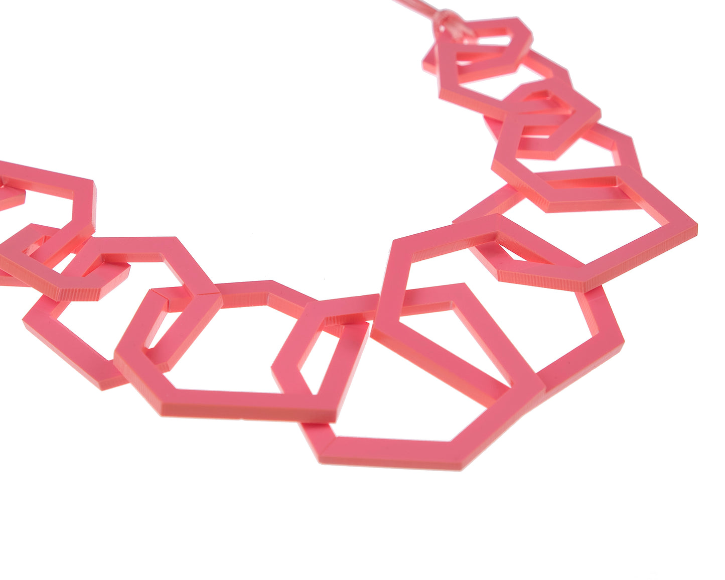Coral Pink Geometric Statement Acrylic Necklace
