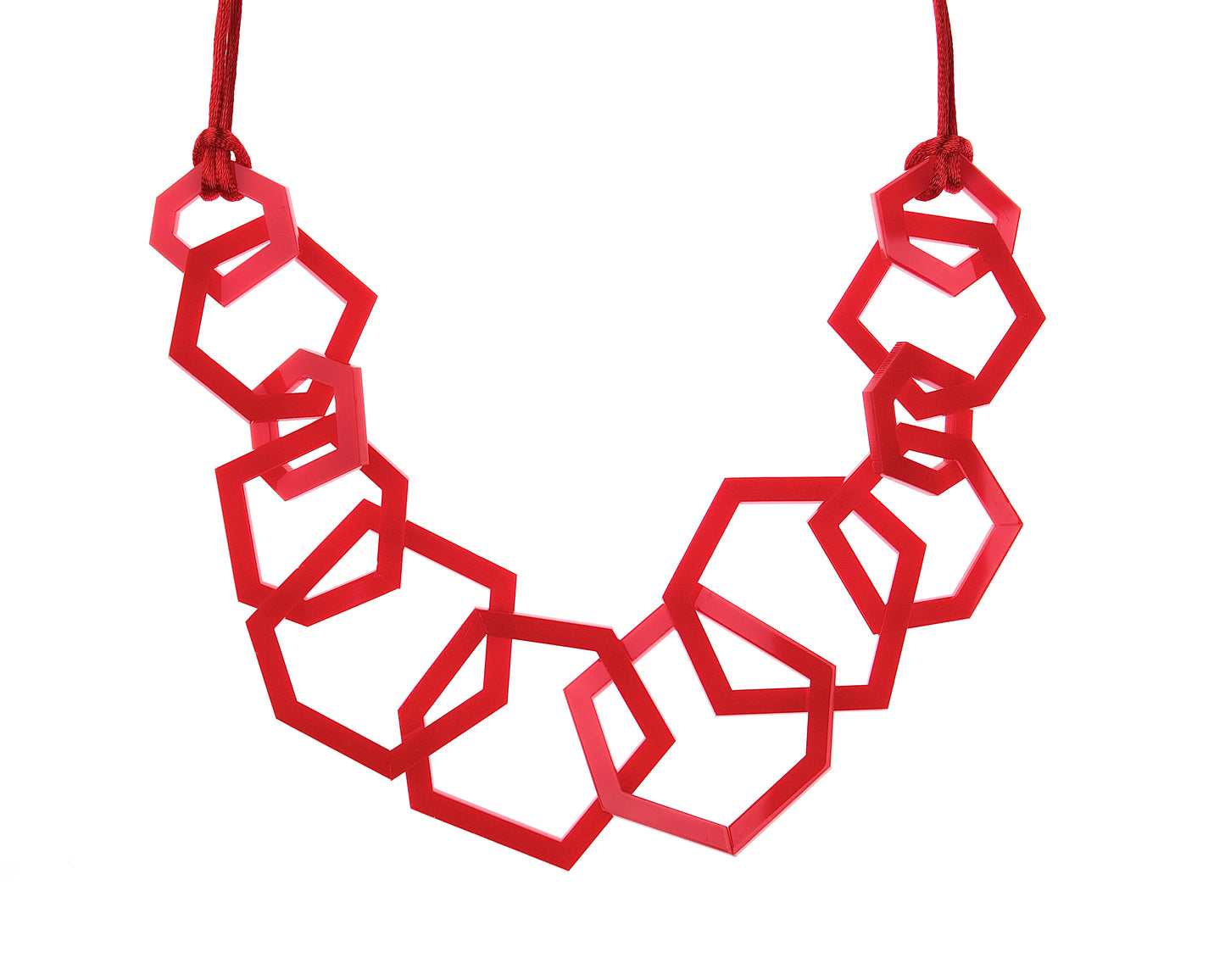 Red Geometric Statement Acrylic Necklace.