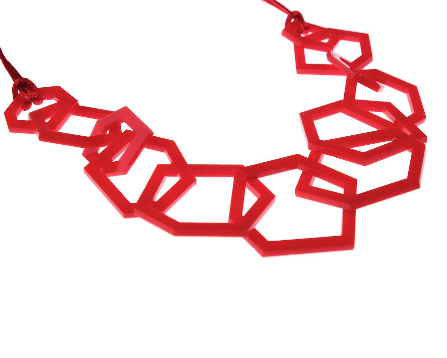 Red Geometric Statement Acrylic Necklace.