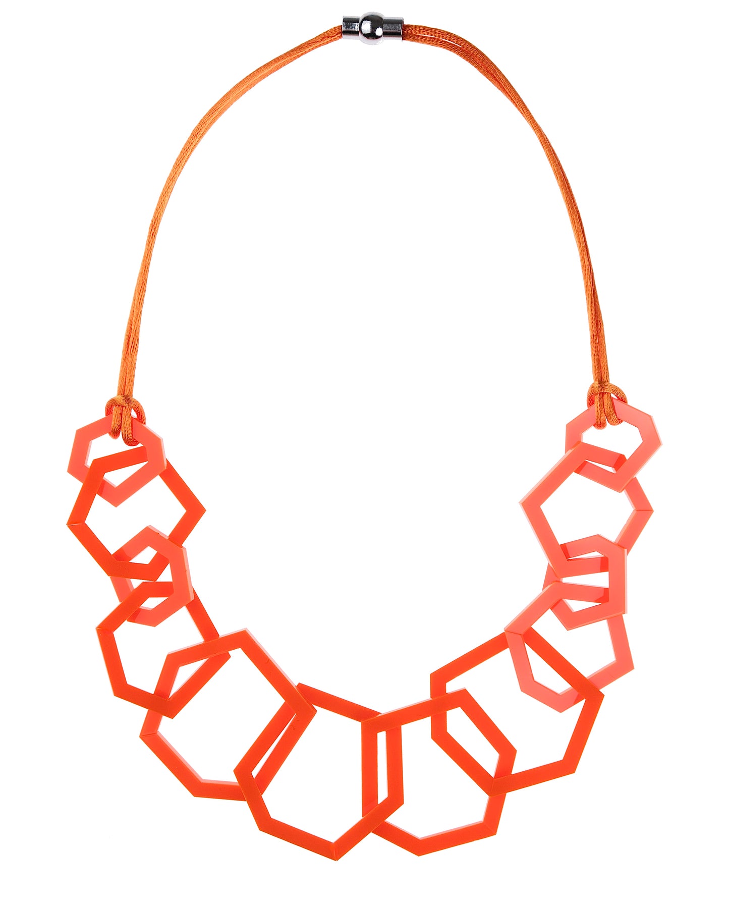Orange Geometric Statement Acrylic Necklace.