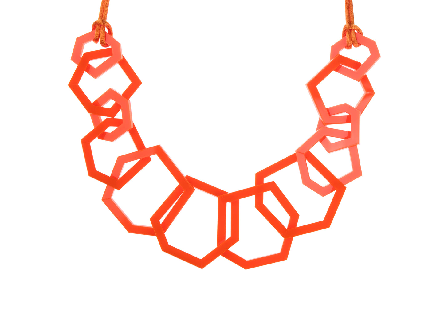 Orange Geometric Statement Acrylic Necklace.