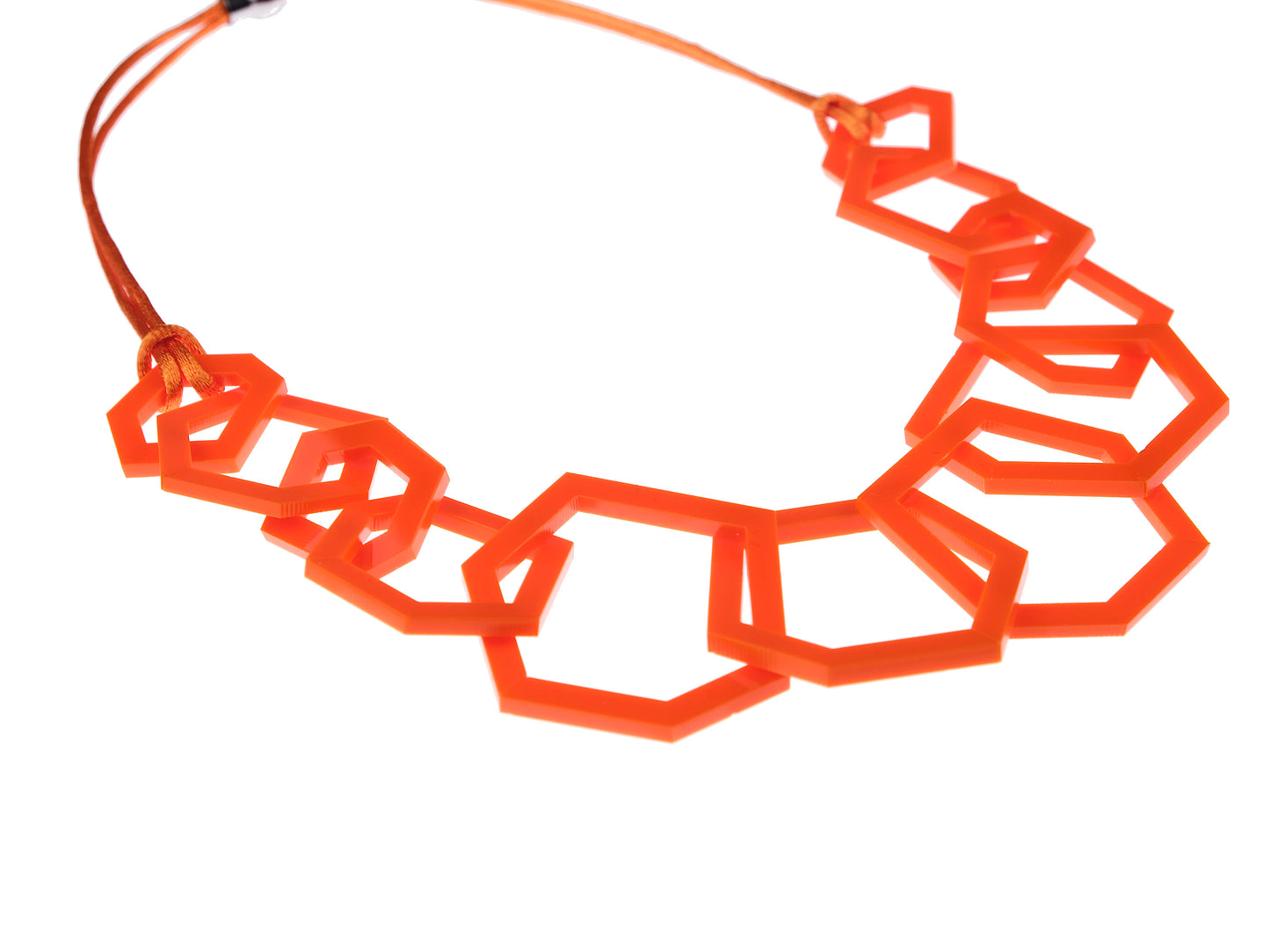 Orange Geometric Statement Acrylic Necklace.