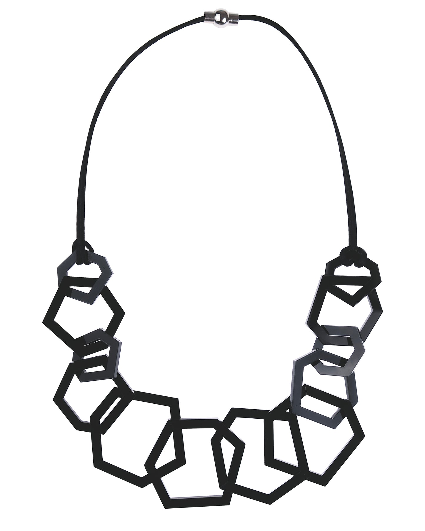 Black Geometric Statement Acrylic Necklace.
