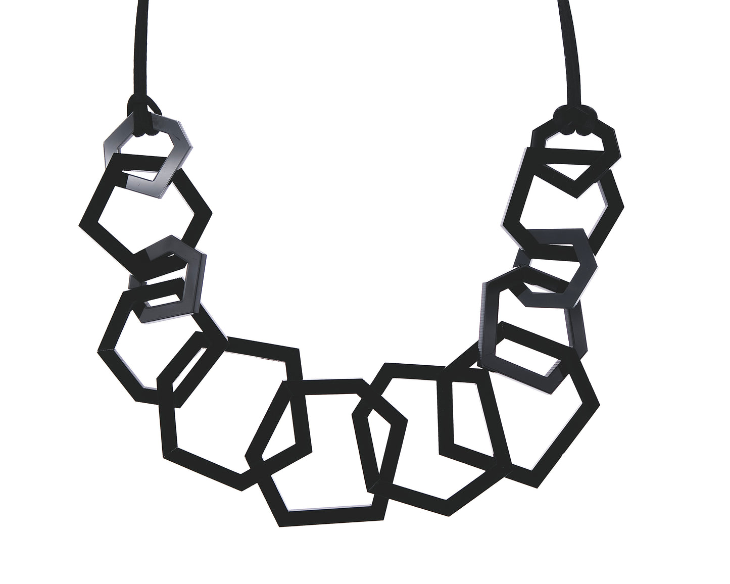 Black Geometric Statement Acrylic Necklace.