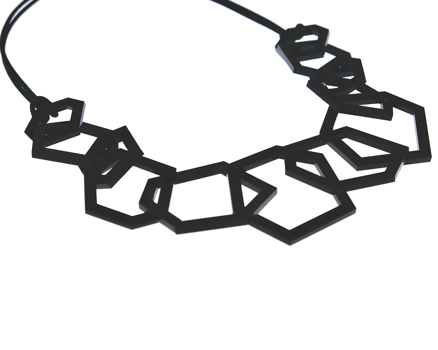 Black Geometric Statement Acrylic Necklace.