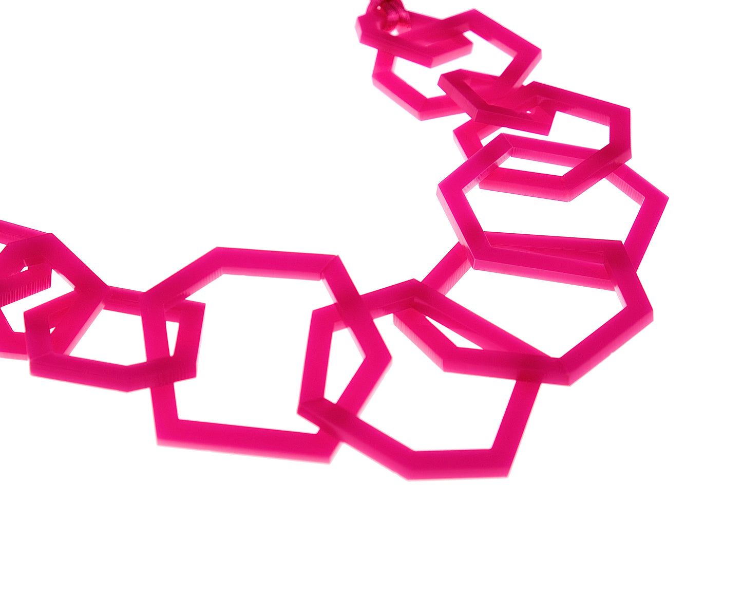 Fuchsia Pink Geometric Statement Acrylic Necklace.
