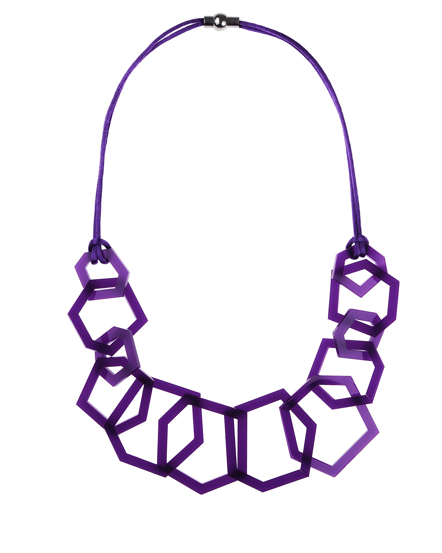 Purple Geometric Statement Acrylic Necklace.