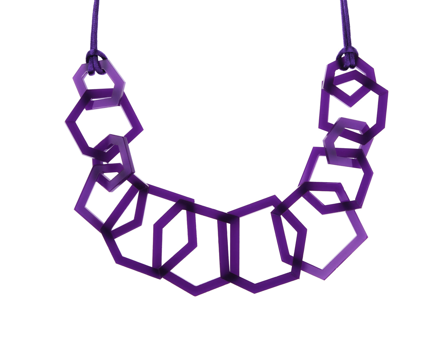 Purple Geometric Statement Acrylic Necklace.