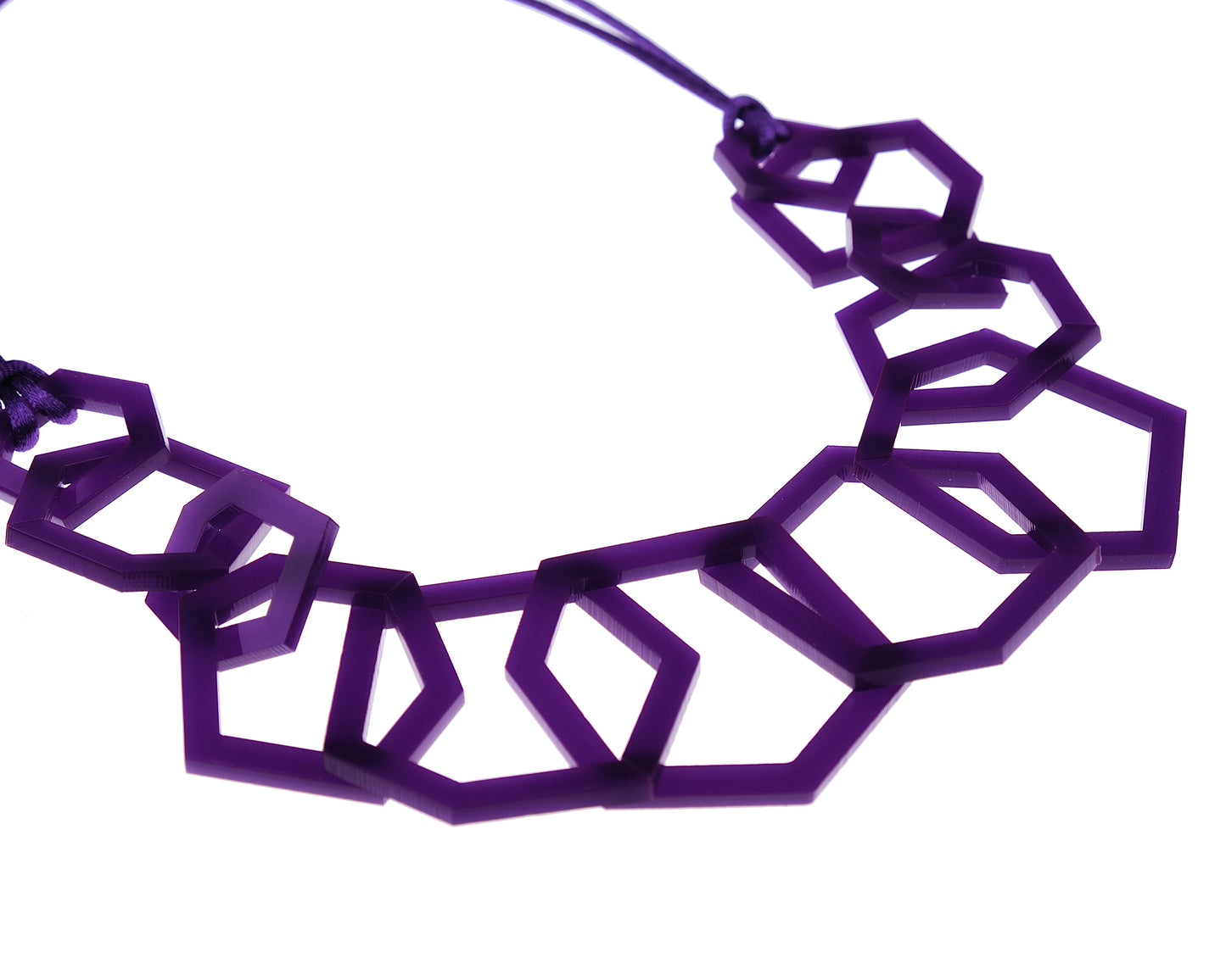 Purple Geometric Statement Acrylic Necklace.