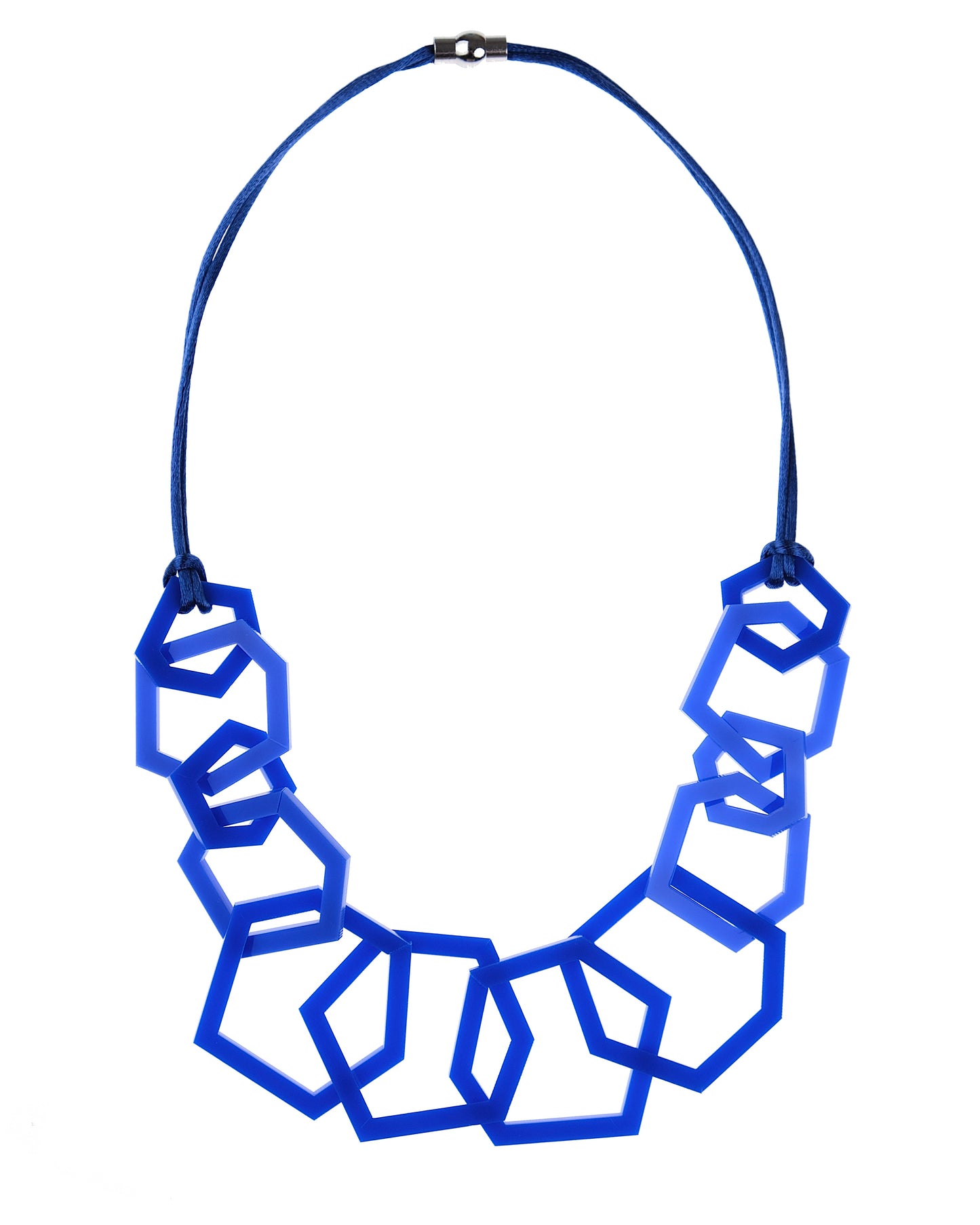 Royal Blue Geometric Statement Acrylic Necklace.