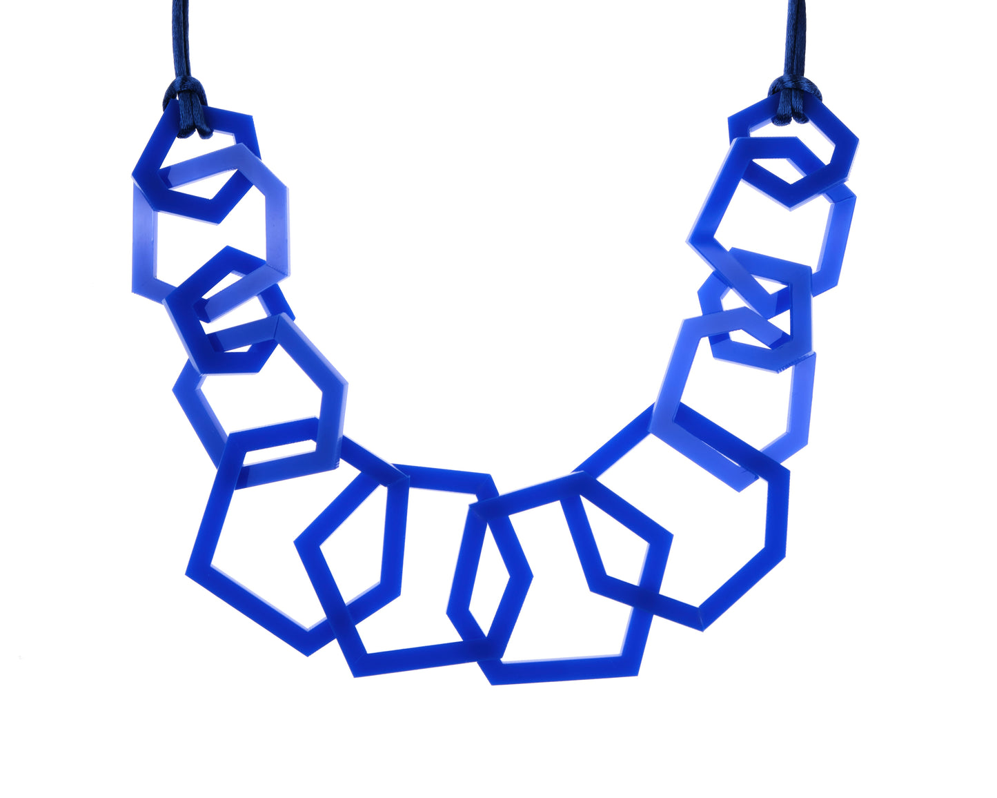 Royal Blue Geometric Statement Acrylic Necklace.