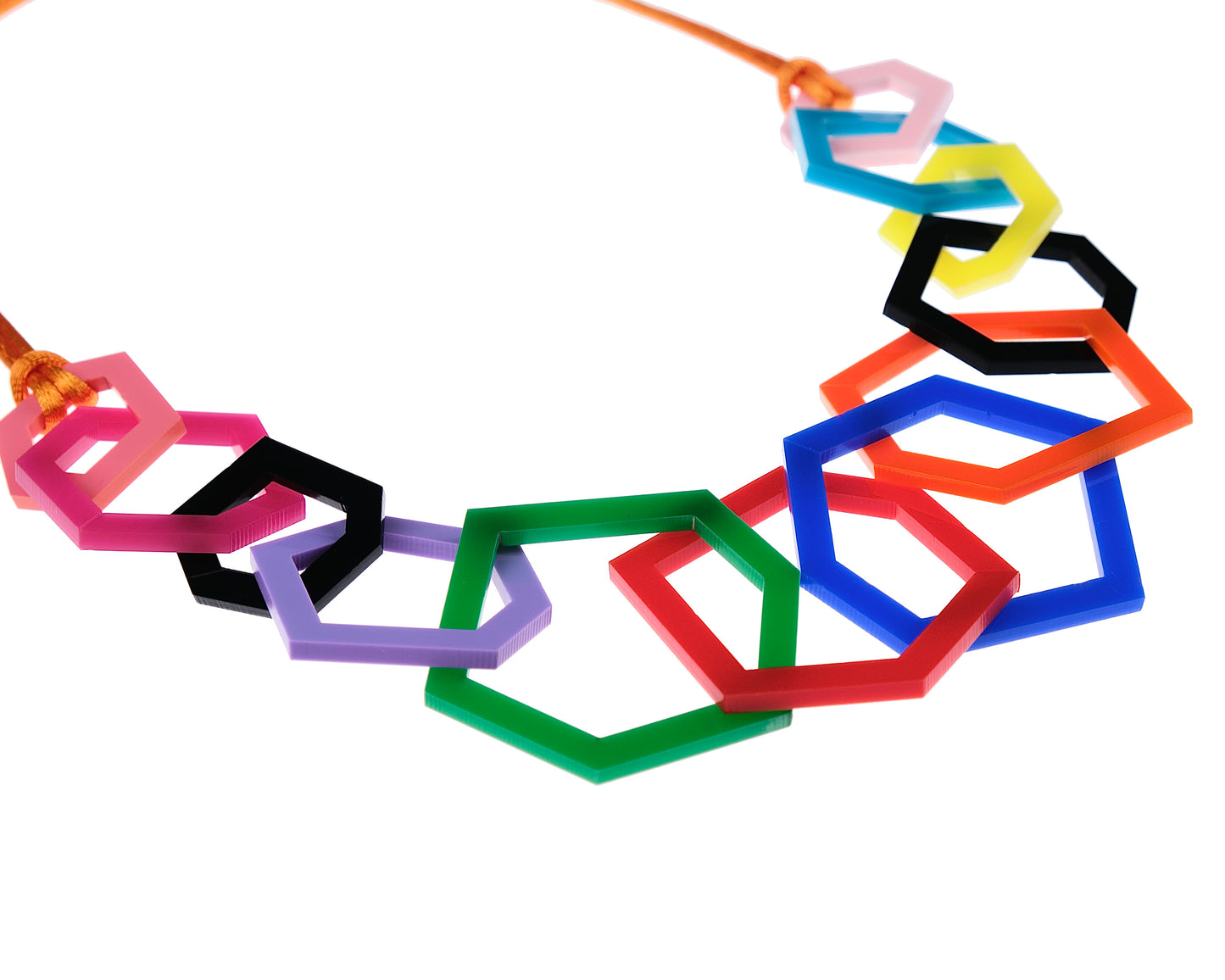 Rainbow Geometric Statement Acrylic Necklace.