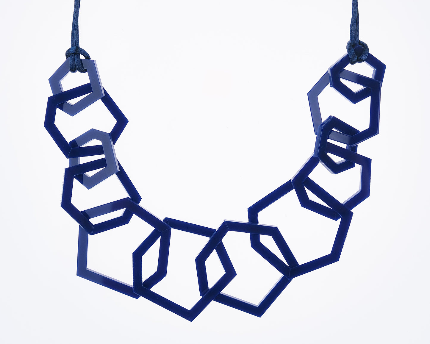 Navy Blue Geometric Statement Acrylic Necklace.