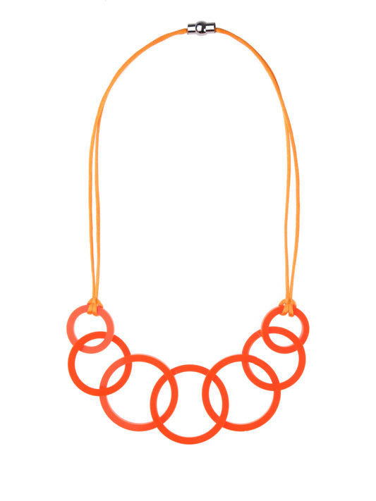 Orange Acrylic Circle Necklace.