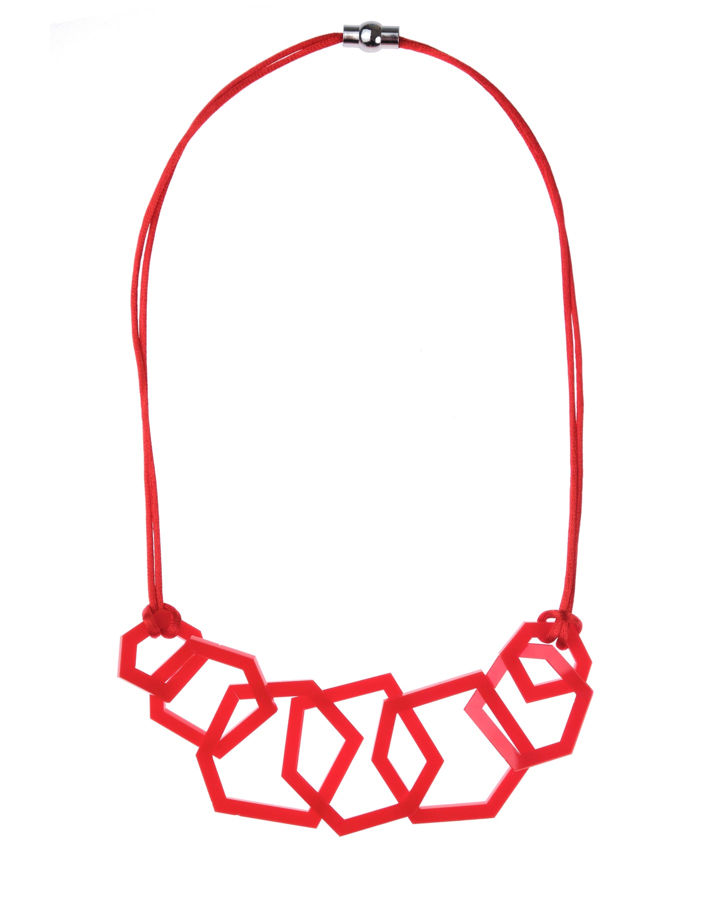Bright Red Geometric Acrylic Link Necklace