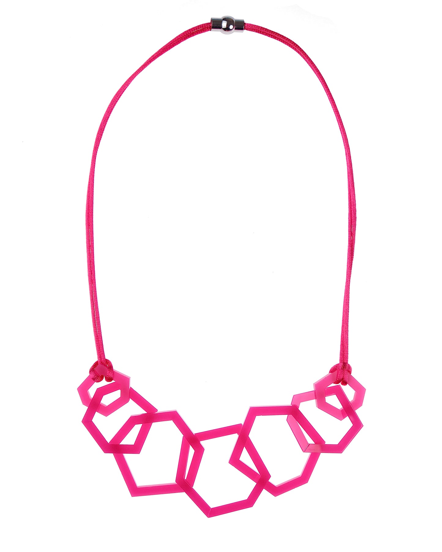 Fuchsia Pink Geometric Acrylic Link Necklace