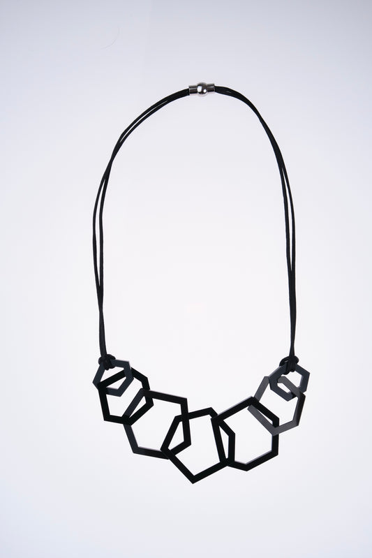 Black Geometric Acrylic Link Necklace