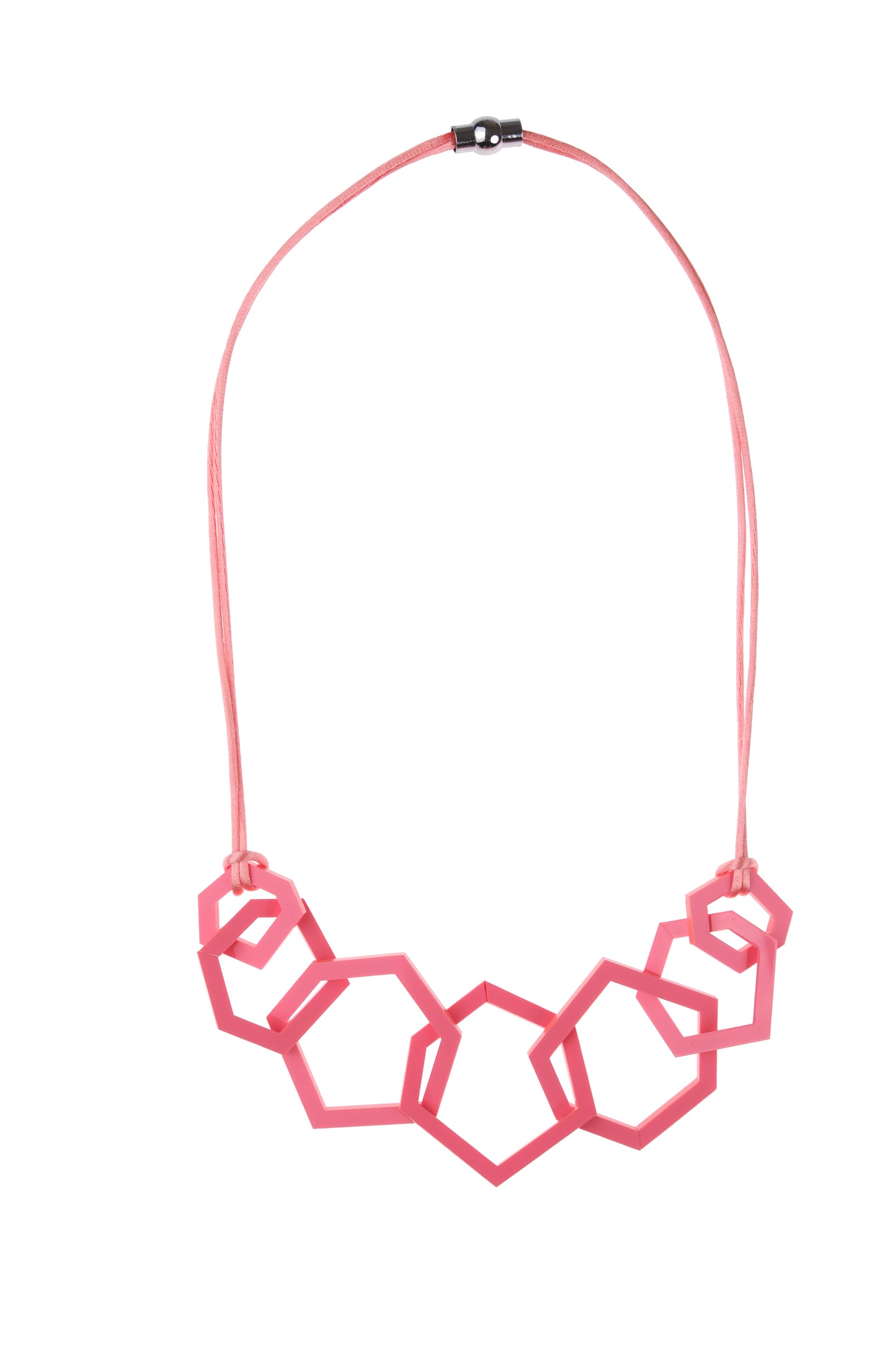 Coral Pink Geometric Acrylic Link Necklace