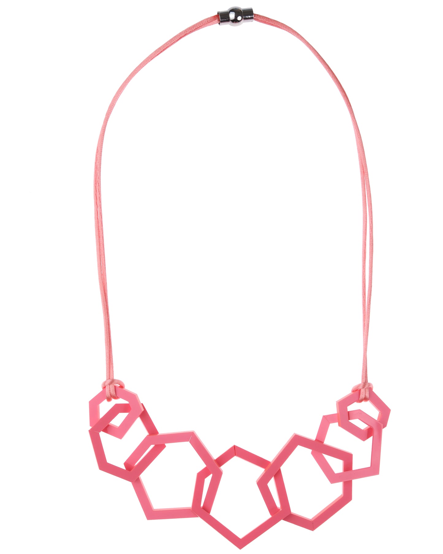 Coral Pink Geometric Acrylic Link Necklace