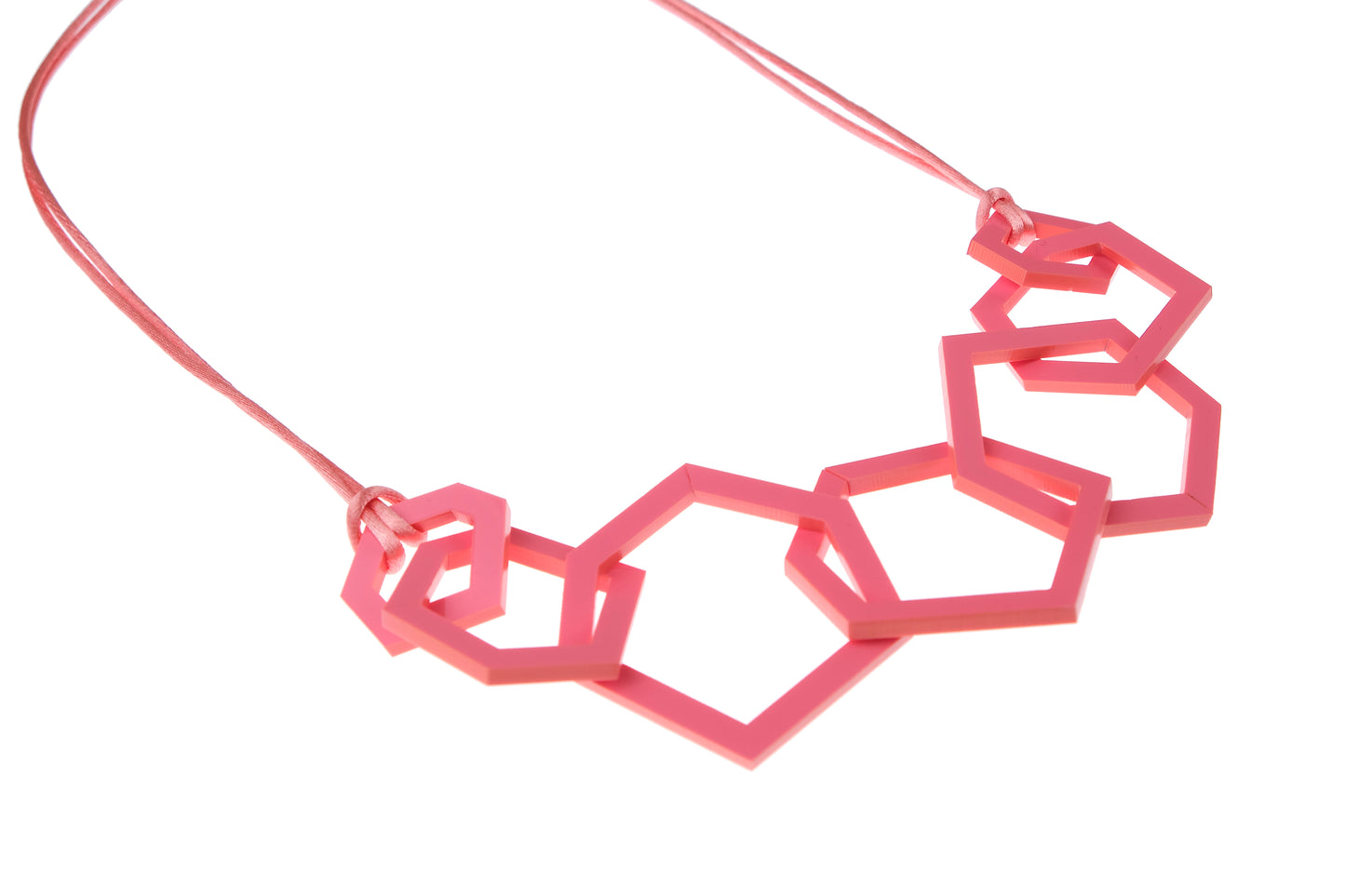 Coral Pink Geometric Acrylic Link Necklace