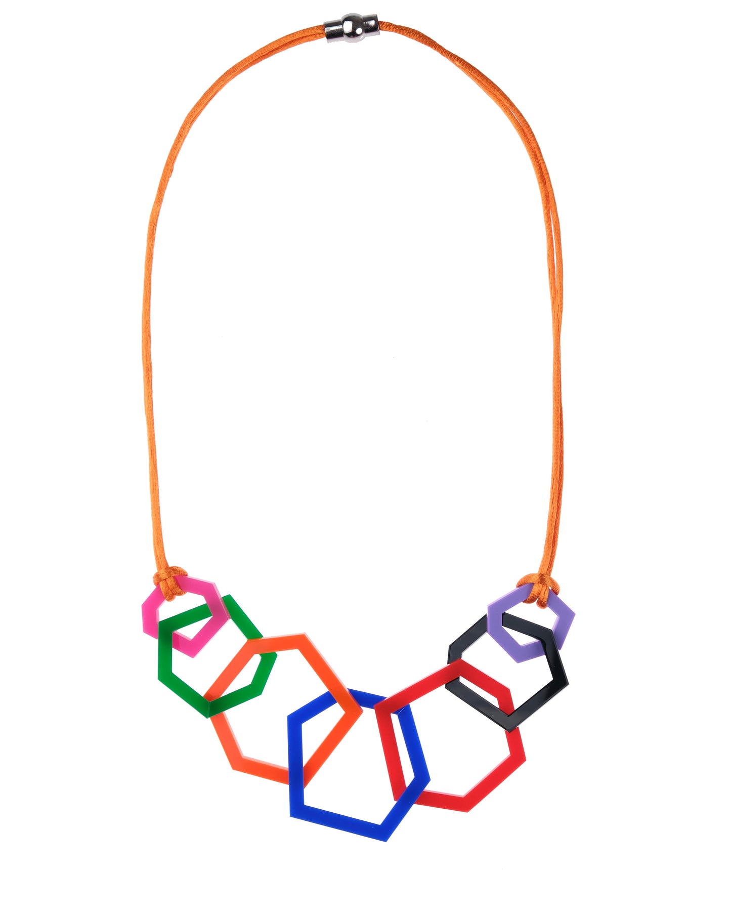 Rainbow Colour Geometric Acrylic Link Necklace.