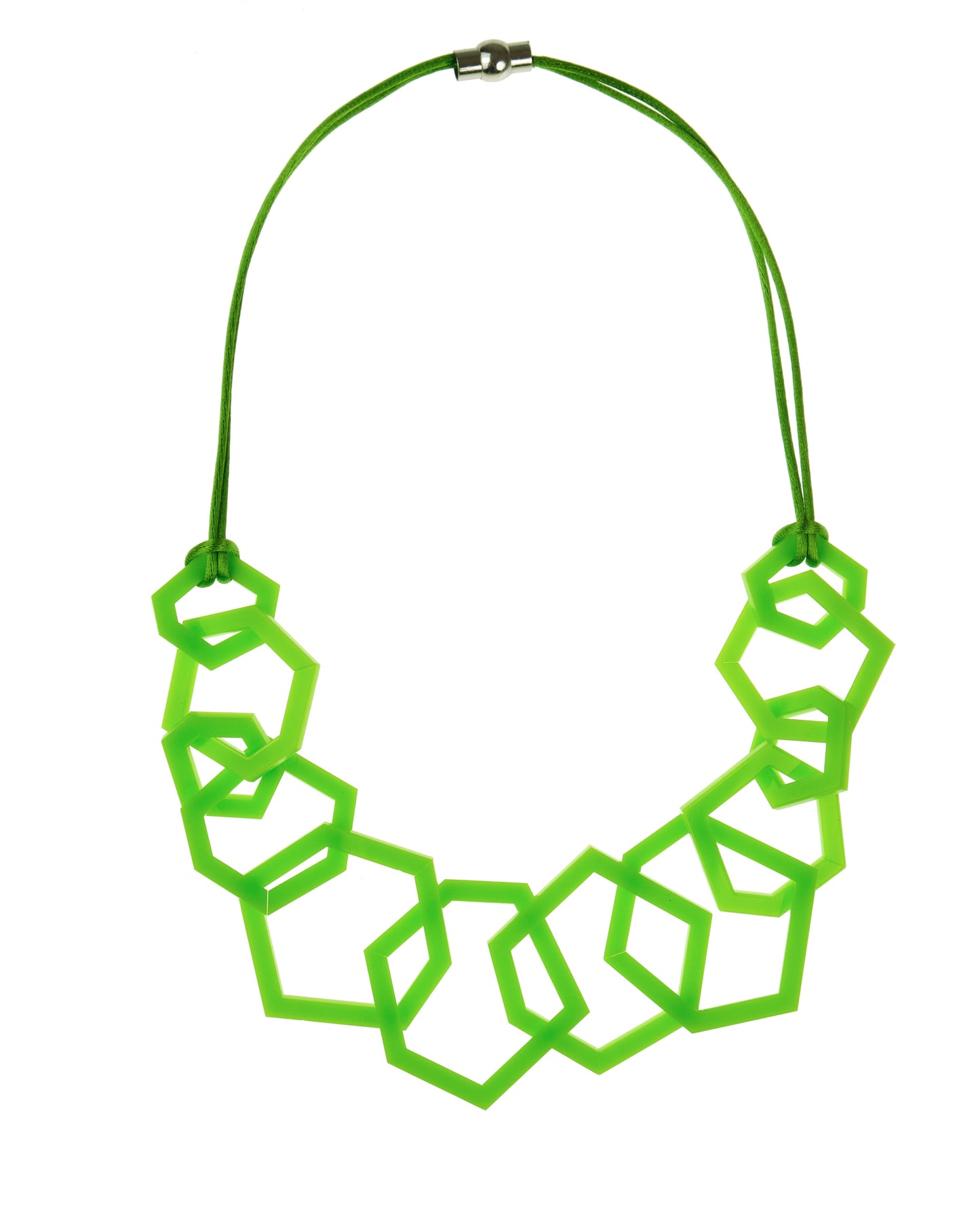 Lime Green Geometric Statement Acrylic Necklace.