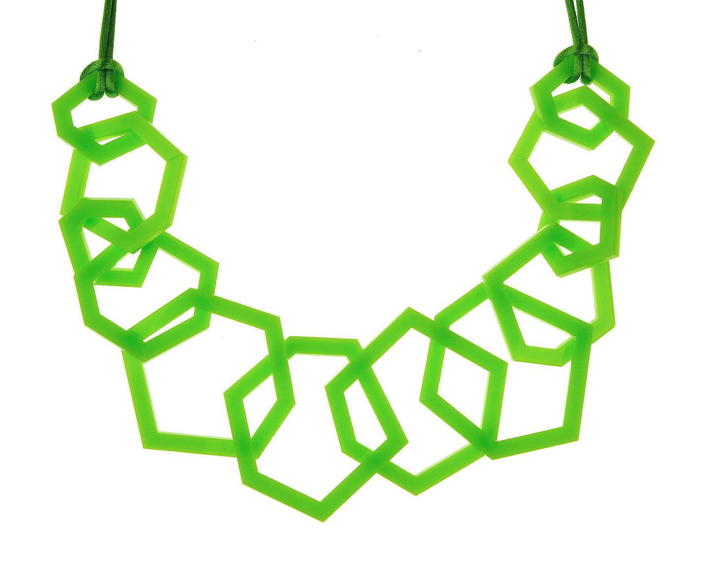 Lime Green Geometric Statement Acrylic Necklace.