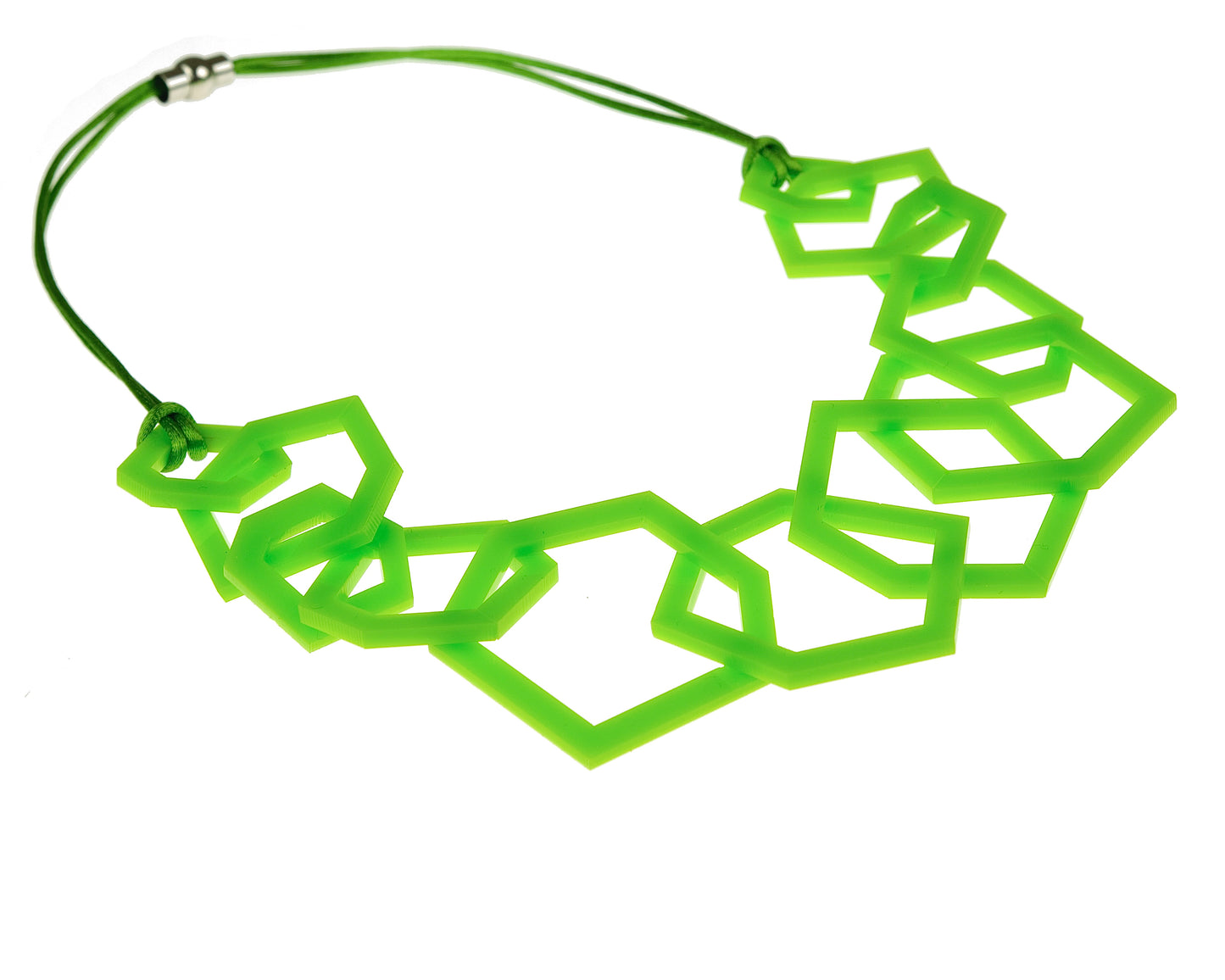Lime Green Geometric Statement Acrylic Necklace.