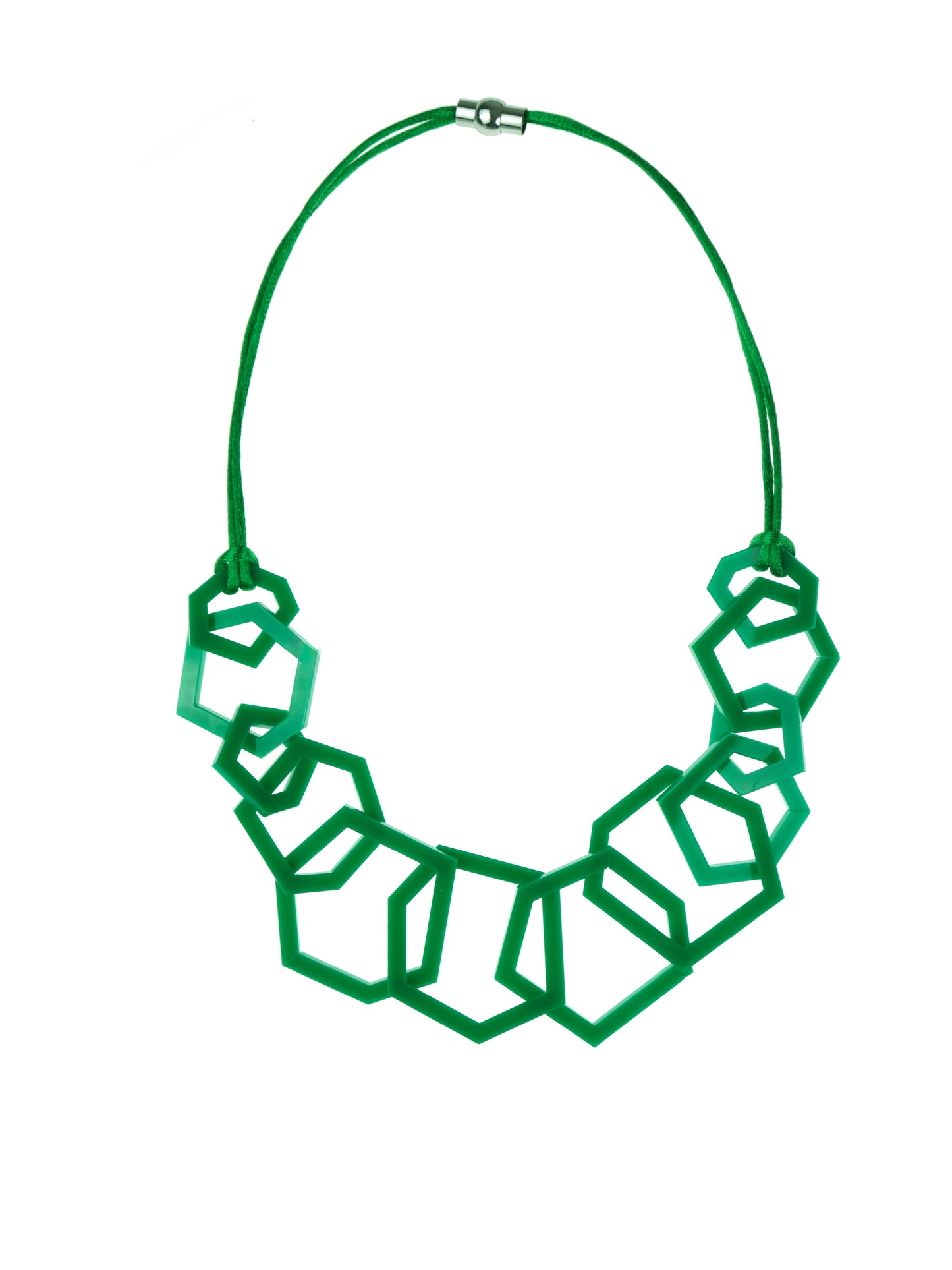 Emerald Green Geometric Statement Acrylic Necklace.